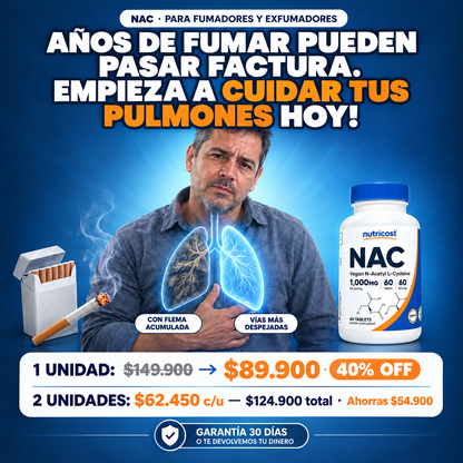 Nutricost™ NAC | Alivia y desintoxica tus pulmones