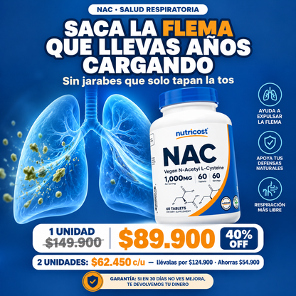 Nutricost™ NAC | Trata y desintoxica tus pulmones